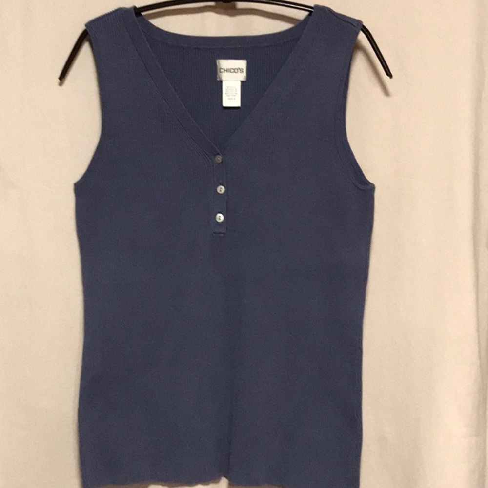 Chico's Blue Silk Sleeveless Knit Top Size 2/M/12